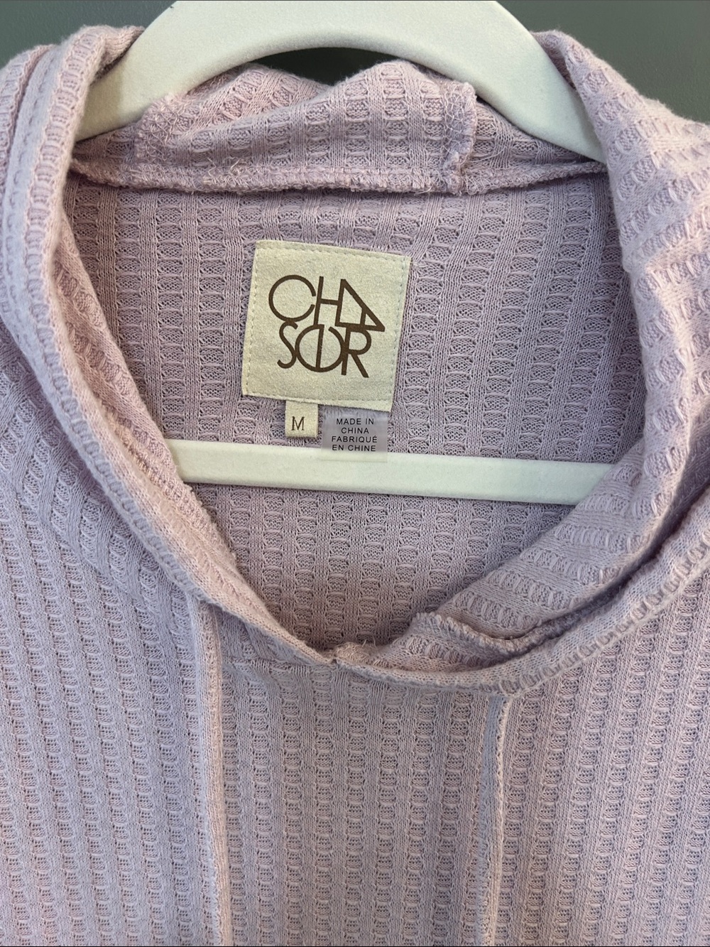 Chaser Lavender Waffle-Knit Hoodie with Kangaroo Pocket stitch fix size medium - Picture 2 of 3